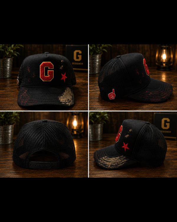 LGD Emerald Trucker Hat Black and Red