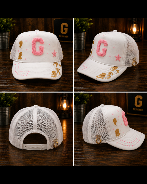 LGD Signature Trucker Hat White and Pink