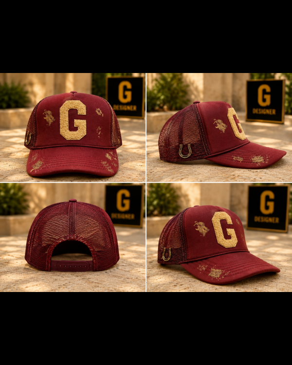 LGD Emerald Trucker Hat Burgundy and Gold